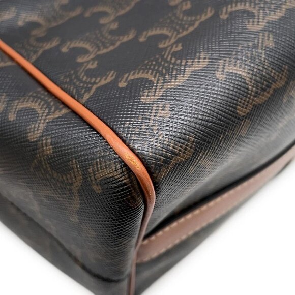 CELINE Triomphe Vertical Travel Bag PVC/Leather Black/Tan 194822 - Picture 3 of 16